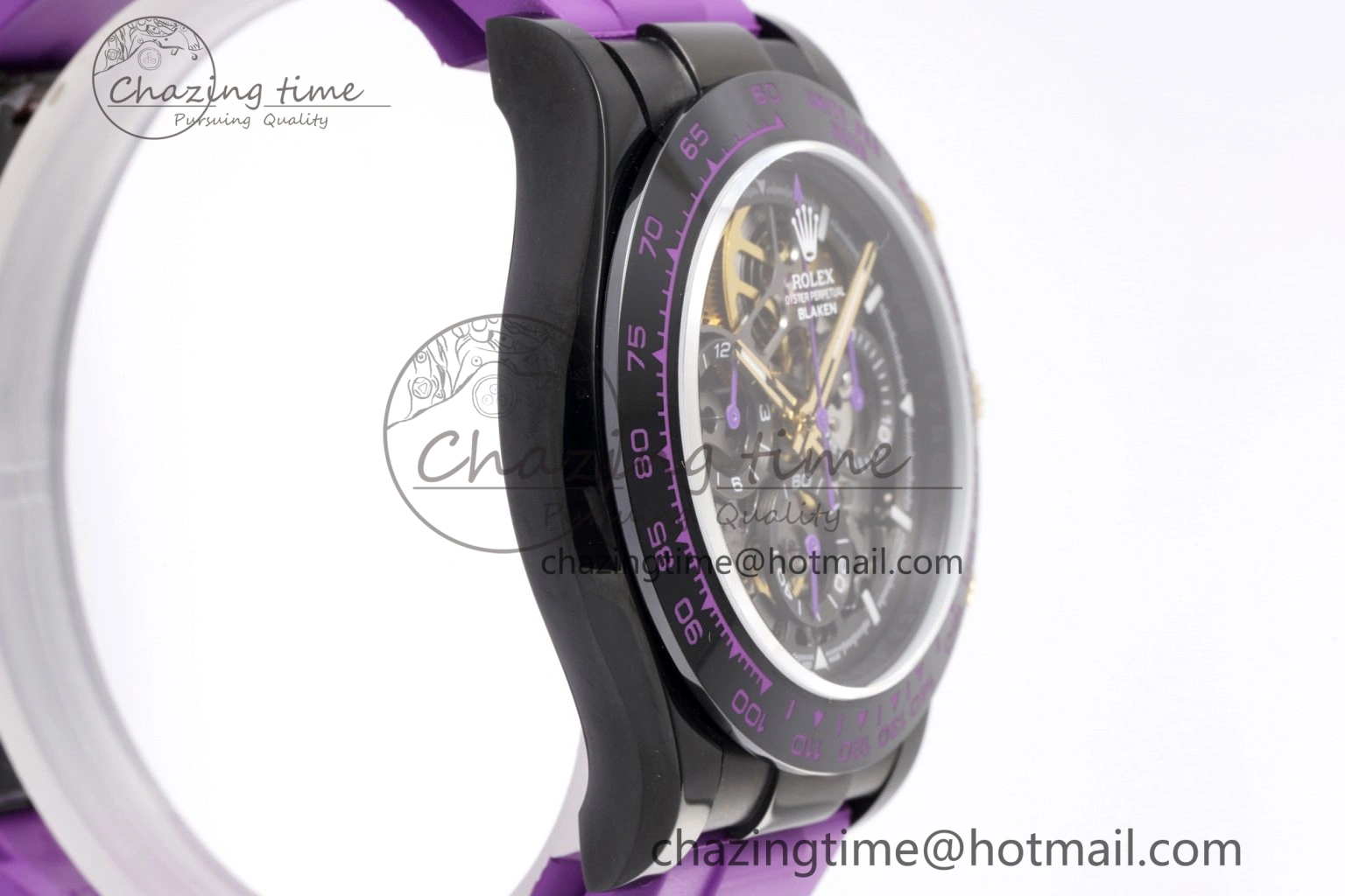 Daytona PVD Ceramic Bezel GETF Best Edition Skeleton Purple Dial on Purple Rubber Strap SA4130
