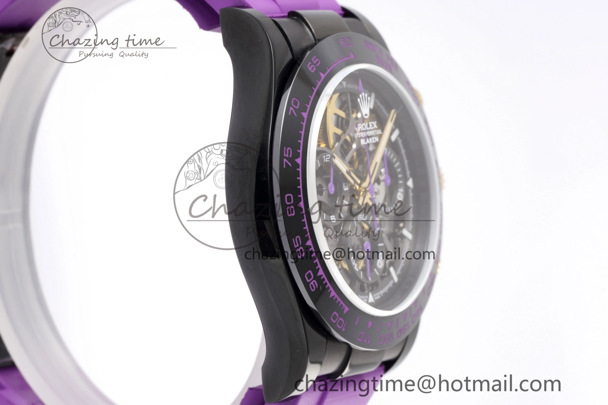 Daytona PVD Ceramic Bezel GETF Best Edition Skeleton Purple Dial on Purple Rubber Strap SA4130