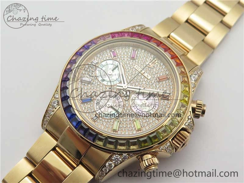 Daytona RG JHF Best Edition RG Diamonds Dial Rainbow Bezel on RG Bracelet A4130