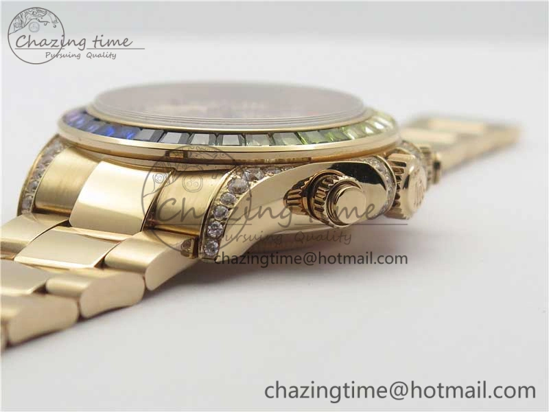 Daytona RG JHF Best Edition RG Diamonds Dial Rainbow Bezel on RG Bracelet A4130