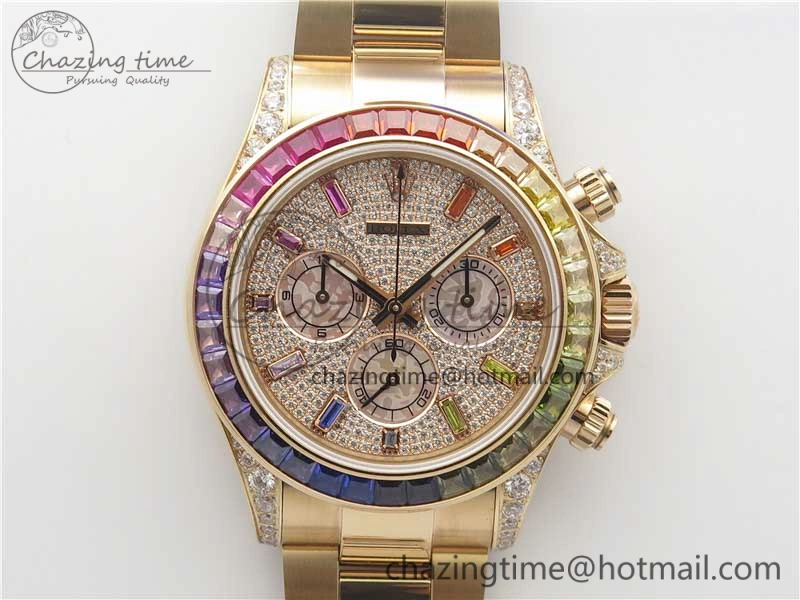 Daytona RG JHF Best Edition RG Diamonds Dial Rainbow Bezel on RG Bracelet A4130