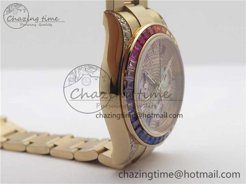 Daytona RG JHF Best Edition RG Diamonds Dial Rainbow Bezel on RG Bracelet A4130