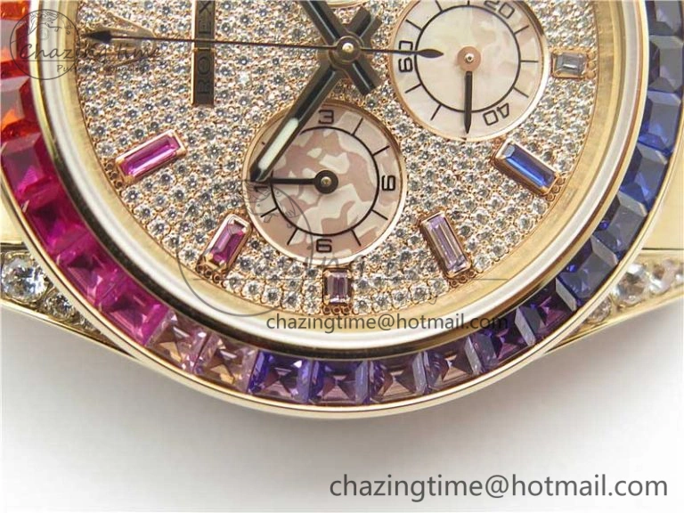 Daytona RG JHF Best Edition RG Diamonds Dial Rainbow Bezel on RG Bracelet A4130