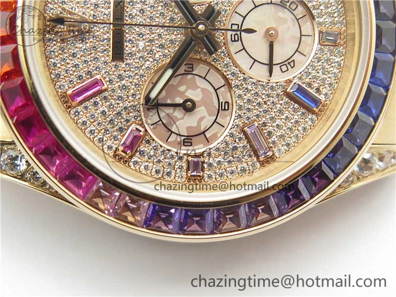 Daytona RG JHF Best Edition RG Diamonds Dial Rainbow Bezel on RG Bracelet A4130