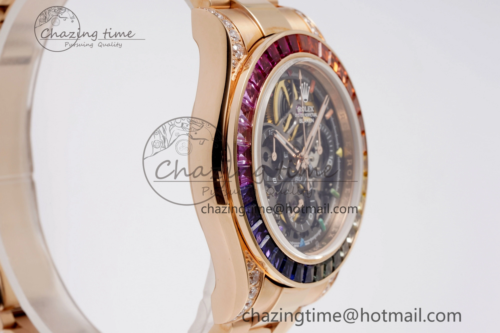 Daytona RG Rainbow Bezel GETF Best Edition Skeleton Dial on RG Bracelet SA4130