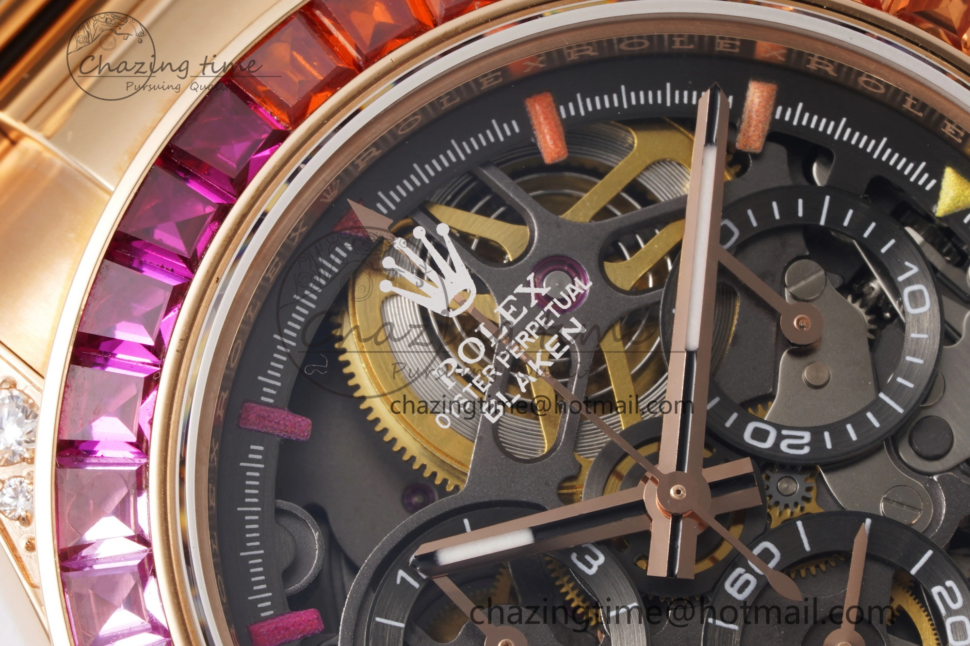 Daytona RG Rainbow Bezel GETF Best Edition Skeleton Dial on RG Bracelet SA4130