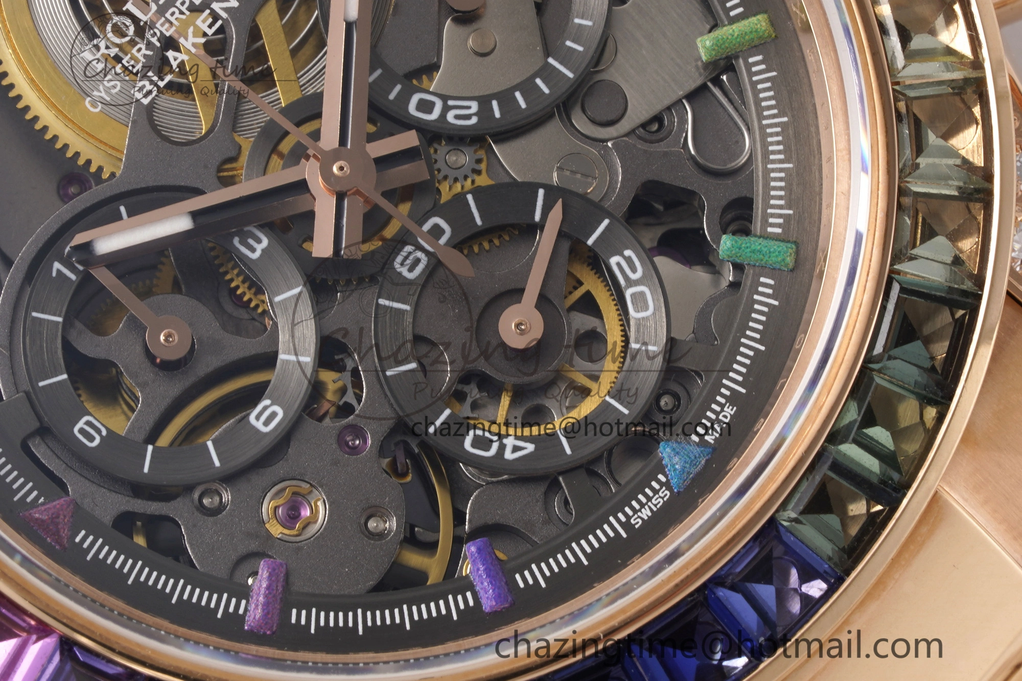 Daytona RG Rainbow Bezel GETF Best Edition Skeleton Dial on RG Bracelet SA4130