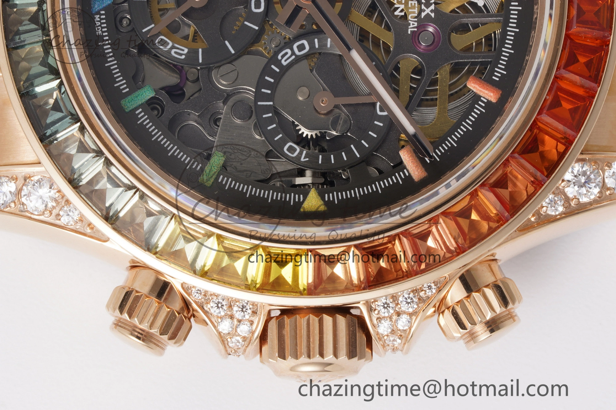 Daytona RG Rainbow Bezel GETF Best Edition Skeleton Dial on RG Bracelet SA4130