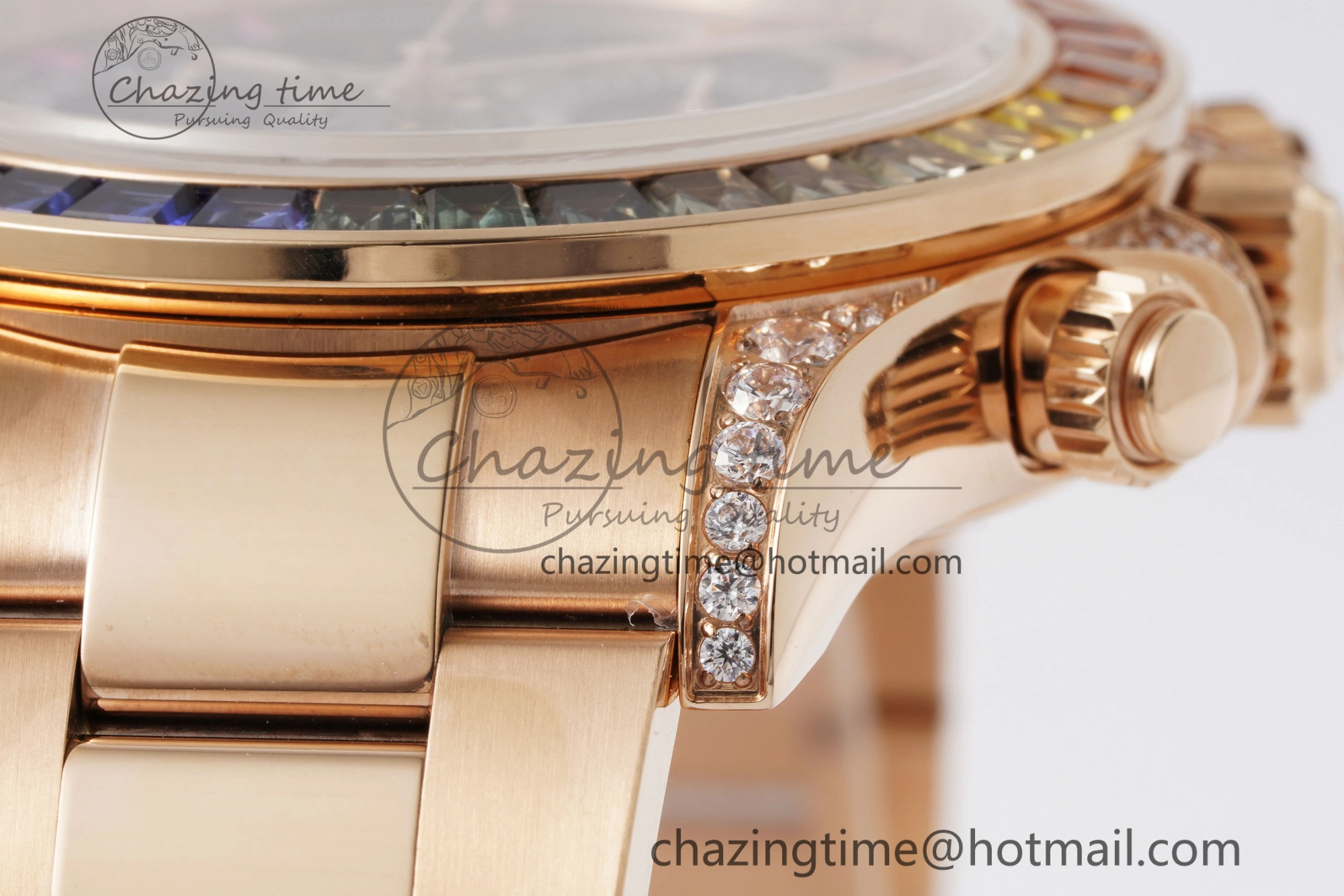 Daytona RG Rainbow Bezel GETF Best Edition Skeleton Dial on RG Bracelet SA4130