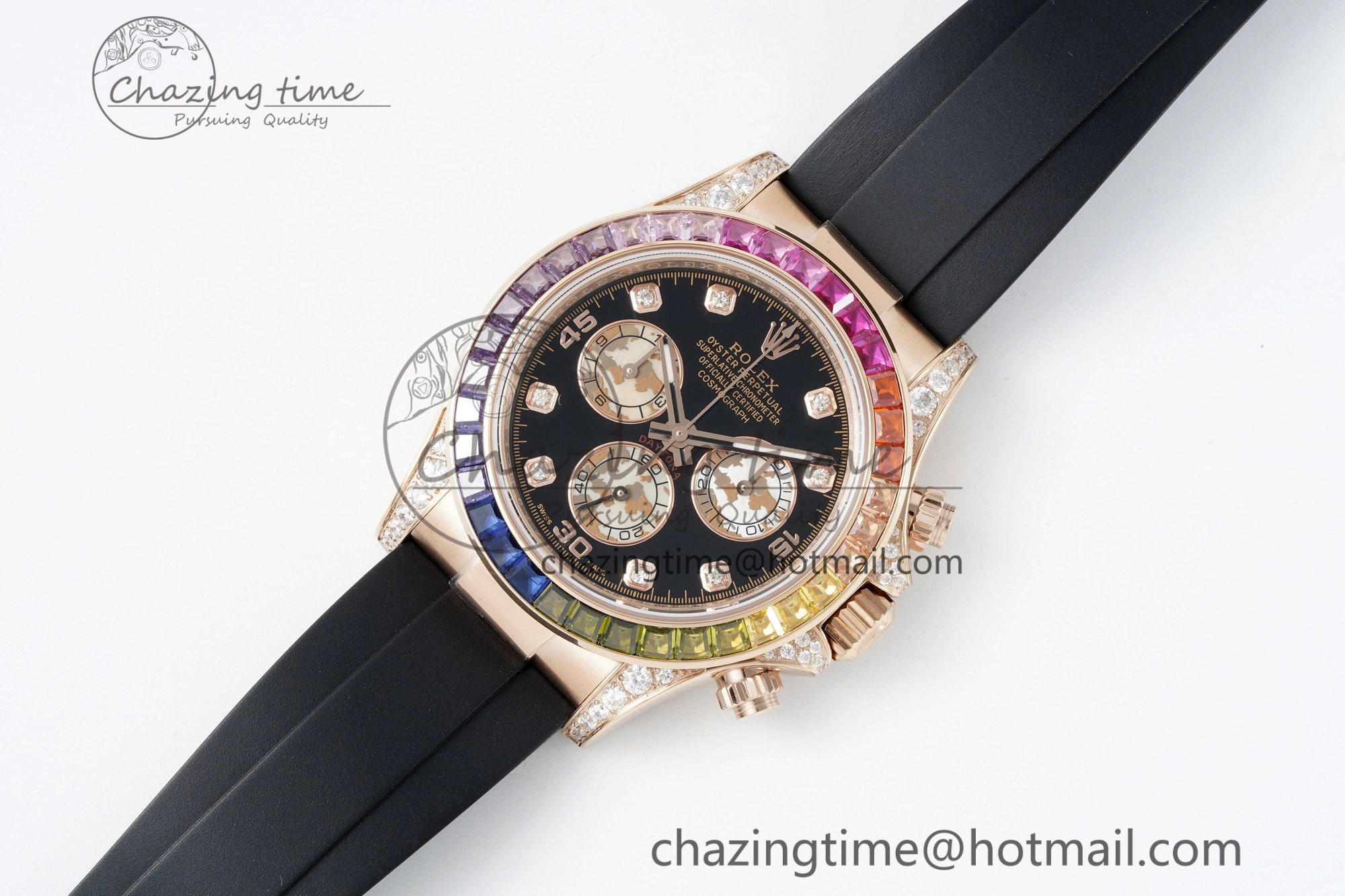 Daytona RG Rainbow Diamonds Bezel JVSF 1:1 Best Edition 904L Steel White Panda Dial on Oysterflex Strap A7750