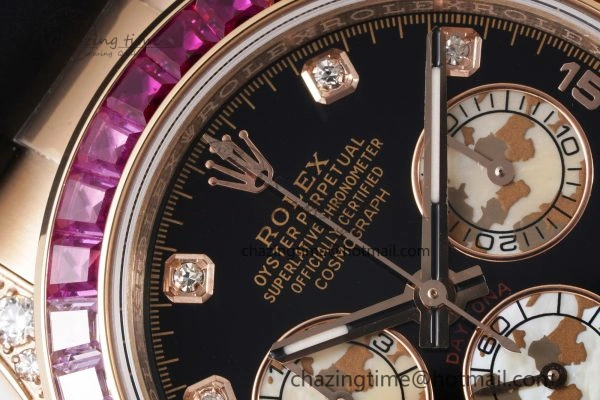 Daytona RG Rainbow Diamonds Bezel JVSF 1:1 Best Edition 904L Steel White Panda Dial on Oysterflex Strap A7750