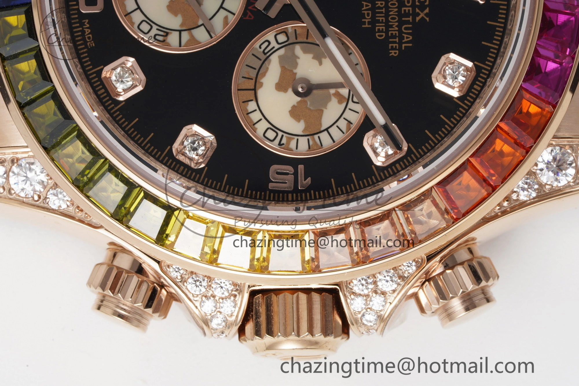 Daytona RG Rainbow Diamonds Bezel JVSF 1:1 Best Edition 904L Steel White Panda Dial on Oysterflex Strap A7750