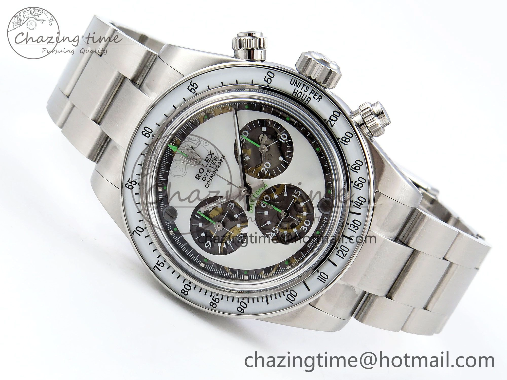 Daytona SS ADGF Best Edition White Skeleton Dial on SS Bracelet SA4130
