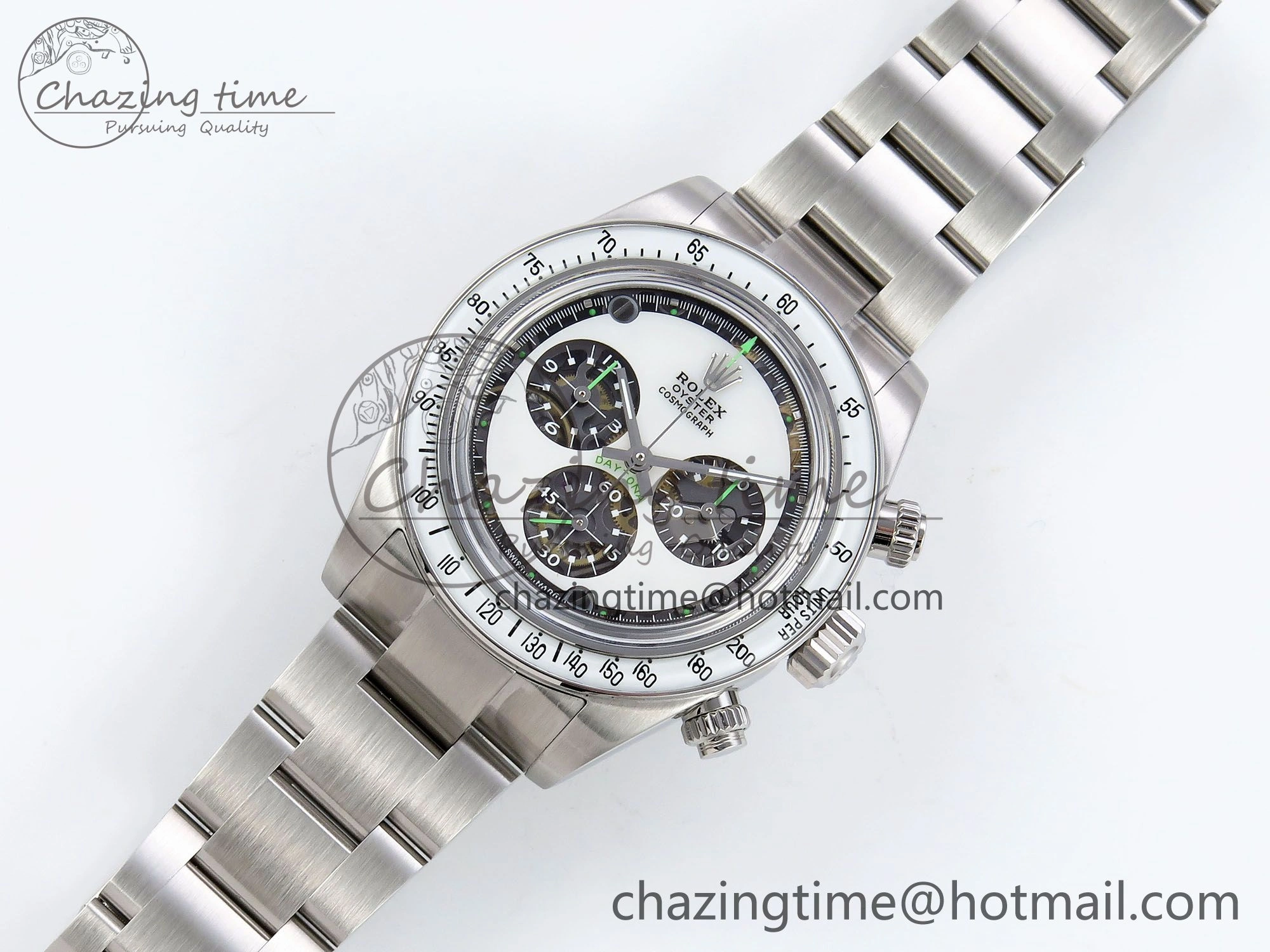 Daytona SS ADGF Best Edition White Skeleton Dial on SS Bracelet SA4130