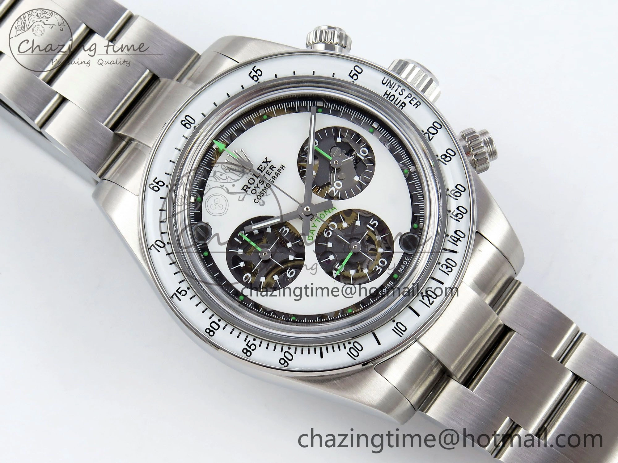 Daytona SS ADGF Best Edition White Skeleton Dial on SS Bracelet SA4130
