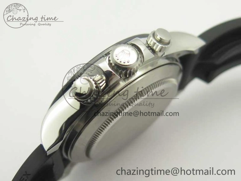 Daytona SS BP Maker Best Version Black Dial On Rubber Strap A7750@6 To 4130
