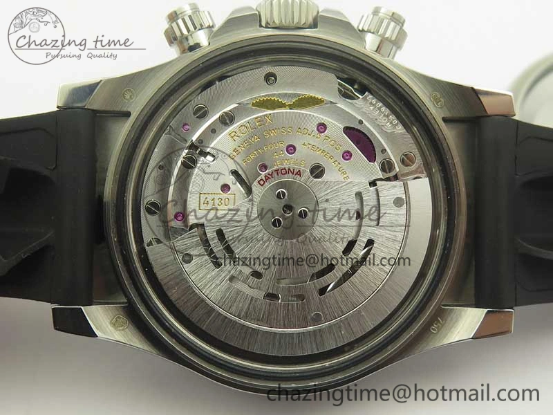 Daytona SS BP Maker Best Version Black Dial On Rubber Strap A7750@6 To 4130