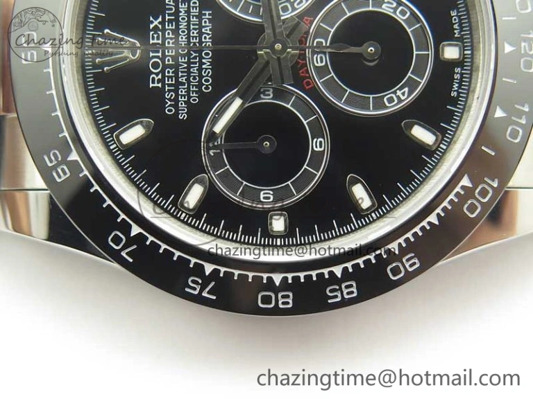 Daytona SS BP Maker Best Version Black Dial On Rubber Strap A7750@6 To 4130