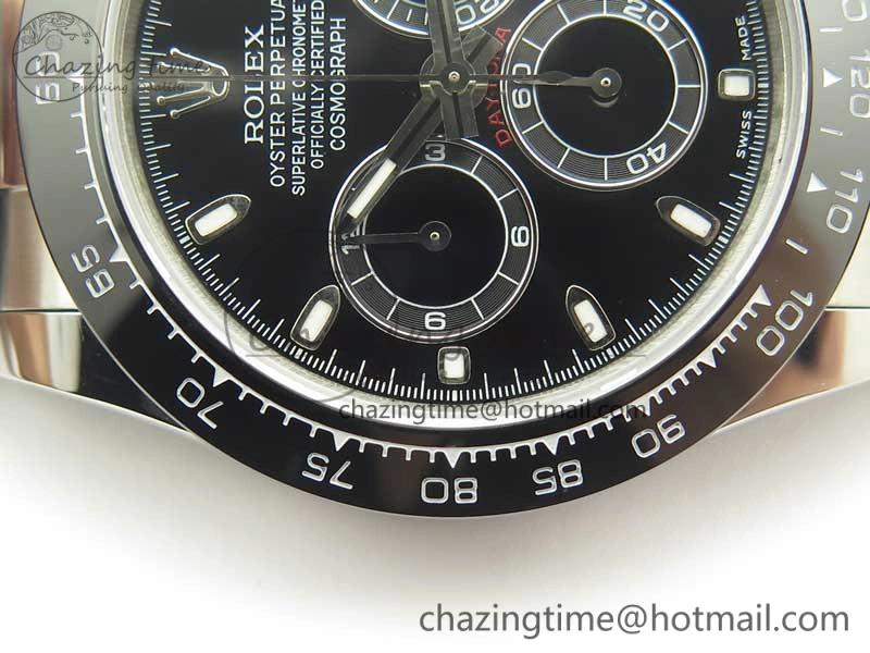 Daytona SS BP Maker Best Version Black Dial On Rubber Strap A7750@6 To 4130
