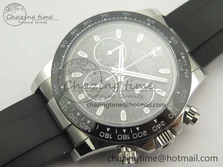 Daytona SS BP Maker Best Version Black Dial On Rubber Strap A7750@6 To 4130