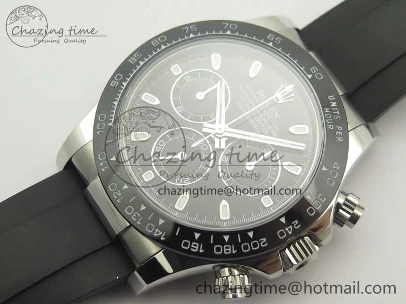Daytona SS BP Maker Best Version Black Dial On Rubber Strap A7750@6 To 4130