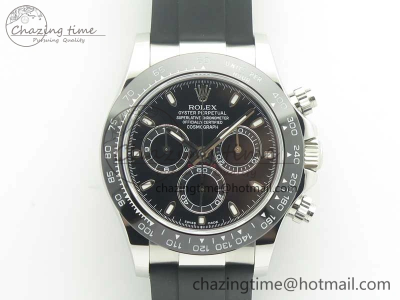 Daytona SS BP Maker Best Version Black Dial On Rubber Strap A7750@6 To 4130