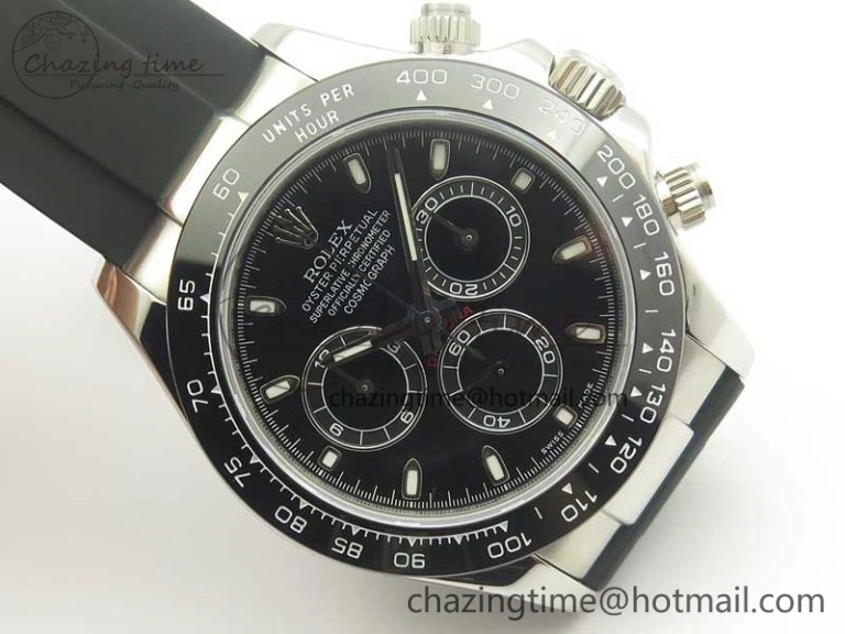 Daytona SS BP Maker Black Dial On Rubber Strap A7750@6