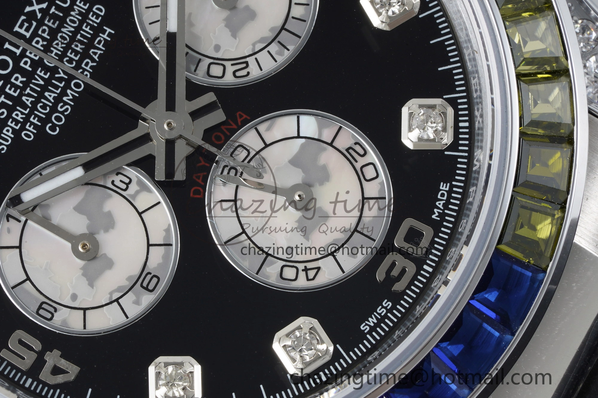 Daytona SS Rainbow Diamonds Bezel JVSF 1:1 Best Edition 904L Steel White Panda Dial on Oysterflex Strap A7750
