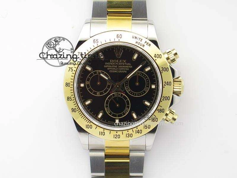 Daytona SS YG 116523 JF Best Edition Black Dial On SS YG Bracelet A7750