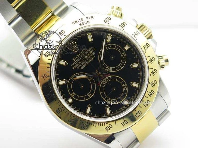 Daytona SS YG 116523 JF Best Edition Black Dial On SS YG Bracelet A7750