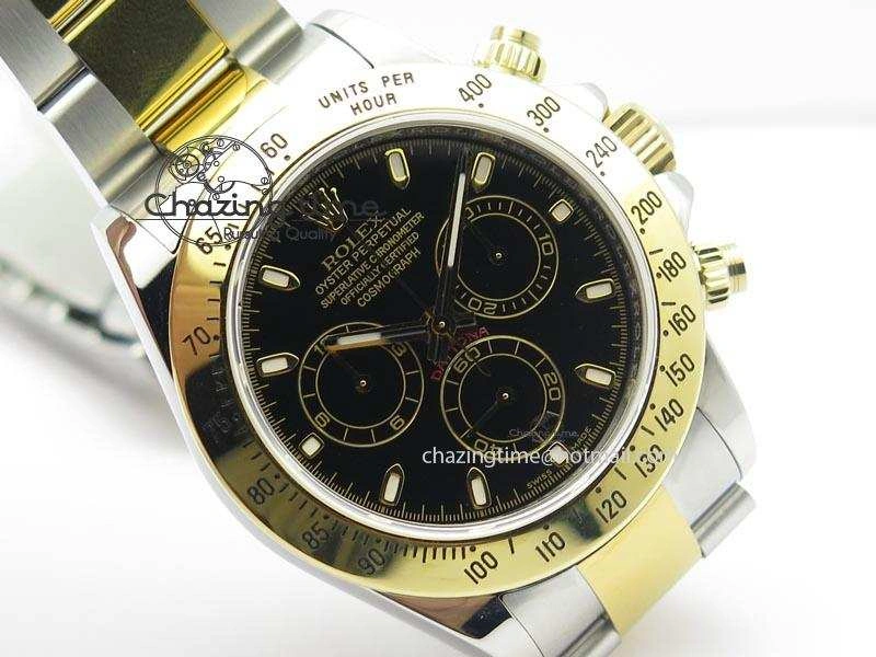 Daytona SS YG 116523 JF Best Edition Black Dial On SS YG Bracelet A7750
