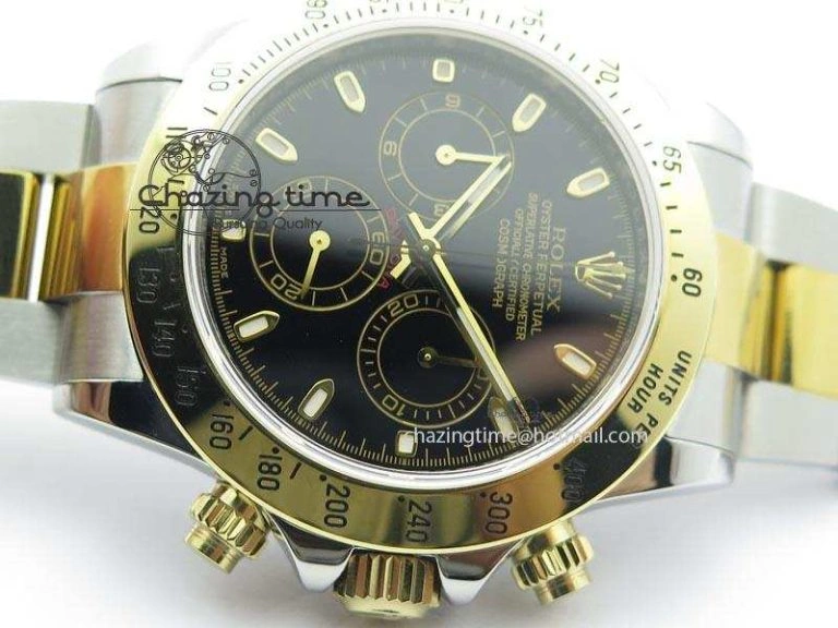 Daytona SS YG 116523 JF Best Edition Black Dial On SS YG Bracelet A7750