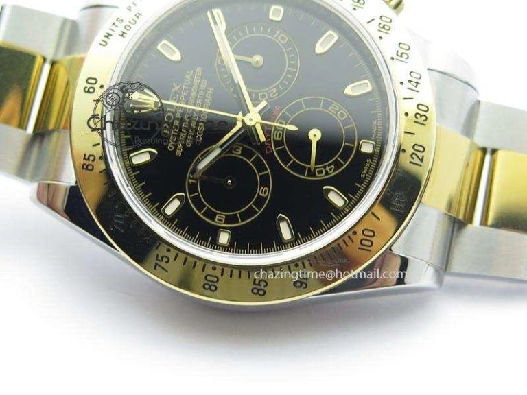 Daytona SS YG 116523 JF Best Edition Black Dial On SS YG Bracelet A7750