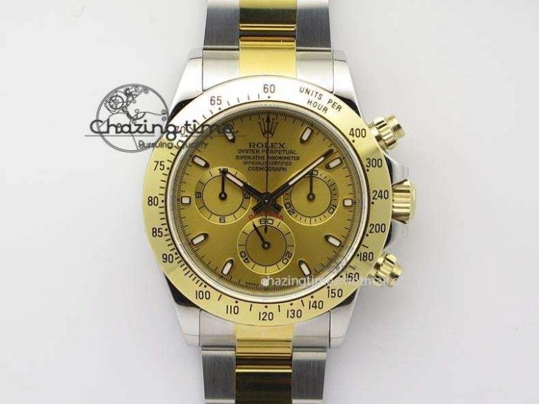 Daytona SS YG 116523 JF Best Edition Gold Dial On SS YG Bracelet A7750