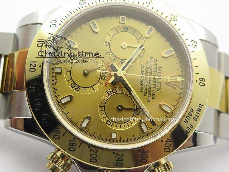 Daytona SS YG 116523 JF Best Edition Gold Dial On SS YG Bracelet A7750