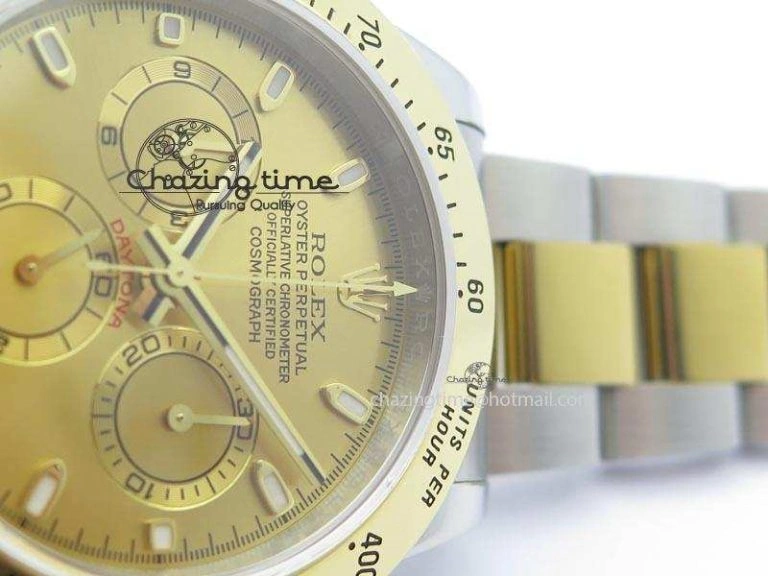Daytona SS YG 116523 JF Best Edition Gold Dial On SS YG Bracelet A7750