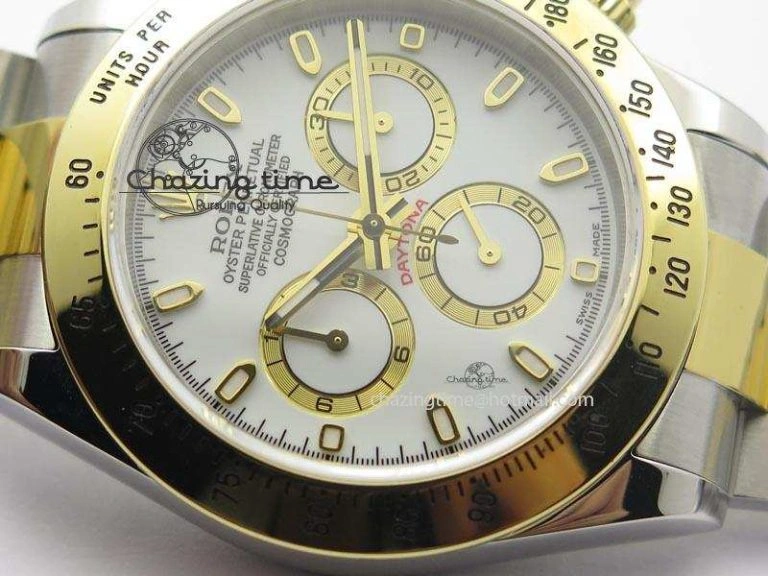 Daytona SS YG 116523 JF Best Edition White Dial On SS YG Bracelet A7750