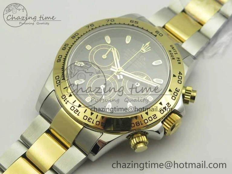Daytona SS YG BP Maker Best Edition Black Dial On SS YG Bracelet A4130
