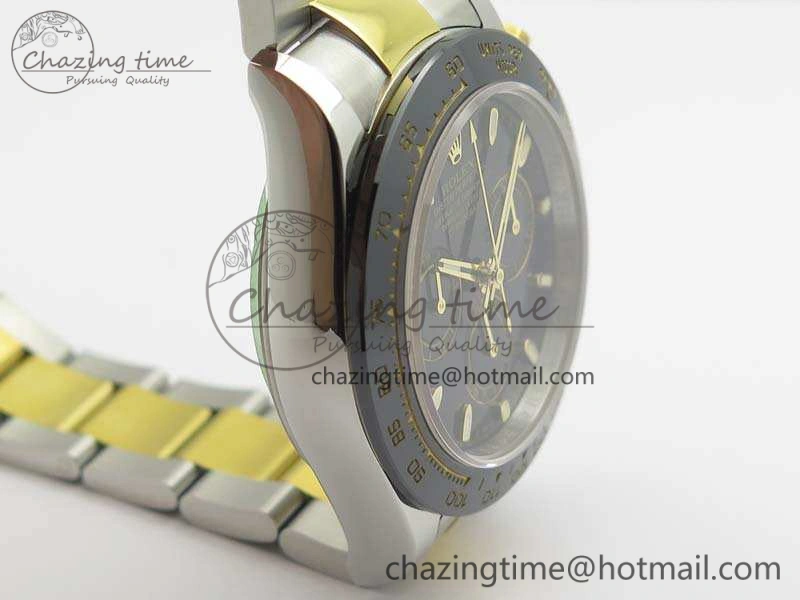 Daytona SS YG Ceramic Bezel JH Best Edition Black Dial On SS YG Bracelet A7750