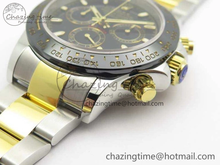 Daytona SS YG Ceramic Bezel JH Best Edition Black Dial On SS YG Bracelet A7750