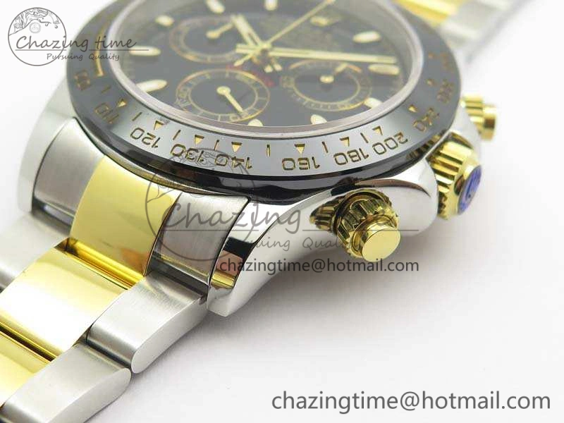Daytona SS YG Ceramic Bezel JH Best Edition Black Dial On SS YG Bracelet A7750