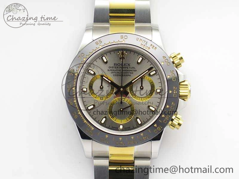 Daytona SS YG Ceramic Bezel JH Best Edition Sliver Gray Dial On SS YG Bracelet A7750