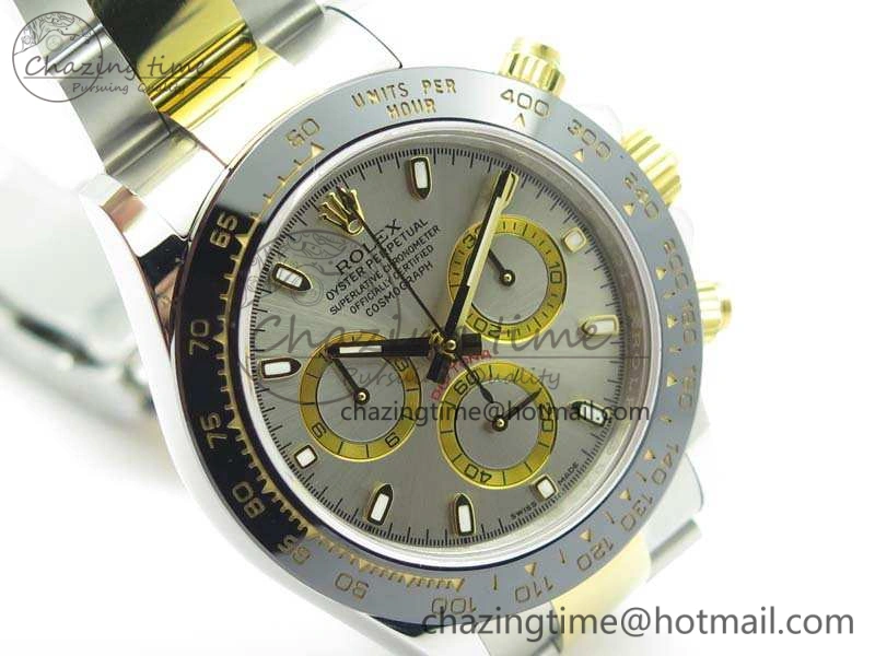 Daytona SS YG Ceramic Bezel JH Best Edition Sliver Gray Dial On SS YG Bracelet A7750