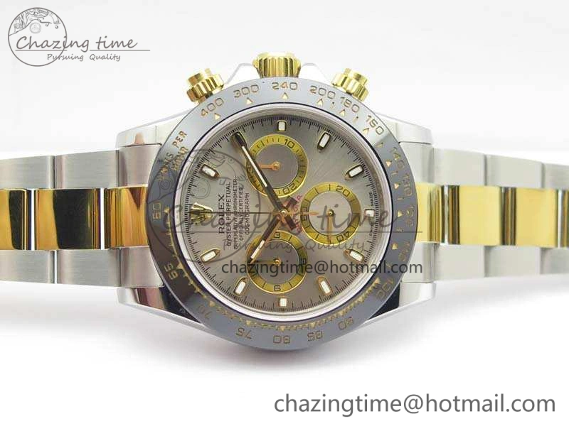 Daytona SS YG Ceramic Bezel JH Best Edition Sliver Gray Dial On SS YG Bracelet A7750