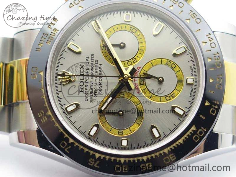 Daytona SS YG Ceramic Bezel JH Best Edition Sliver Gray Dial On SS YG Bracelet A7750