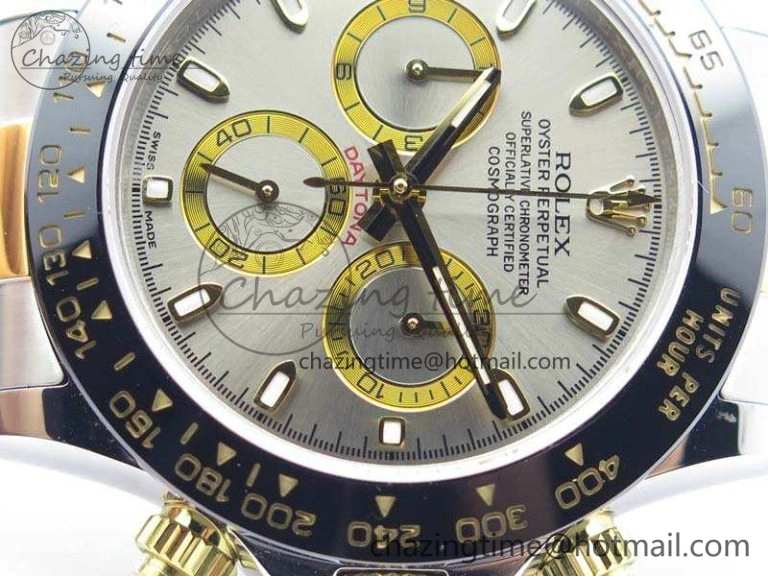 Daytona SS YG Ceramic Bezel JH Best Edition Sliver Gray Dial On SS YG Bracelet A7750