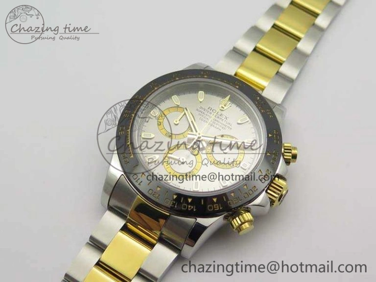 Daytona SS YG Ceramic Bezel JH Best Edition Sliver Gray Dial On SS YG Bracelet A7750