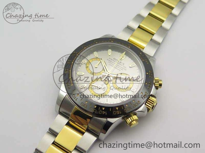 Daytona SS YG Ceramic Bezel JH Best Edition Sliver Gray Dial On SS YG Bracelet A7750