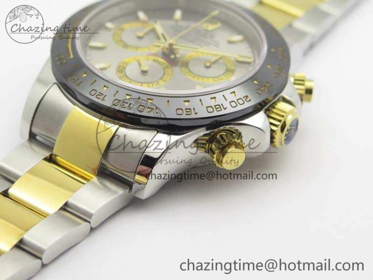 Daytona SS YG Ceramic Bezel JH Best Edition Sliver Gray Dial On SS YG Bracelet A7750