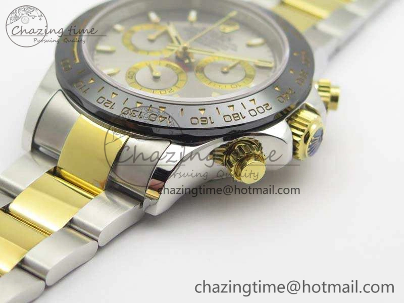Daytona SS YG Ceramic Bezel JH Best Edition Sliver Gray Dial On SS YG Bracelet A7750